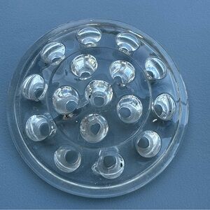 Vintage 5" Clear Glass Flower Frog 16 Holes Floral Arrangement